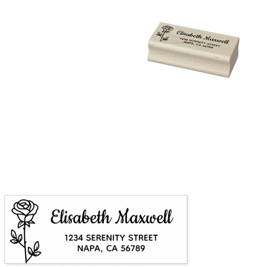 Single Rose Return Address Gummistempel (Stempel)