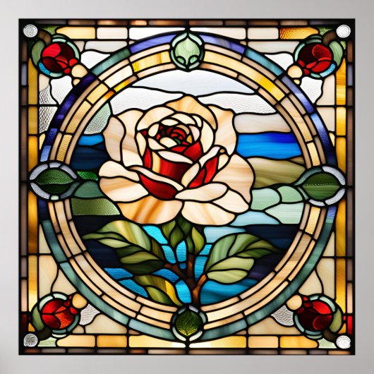 Single-Rose zum Herunterladen von gefestigten Glas Poster (Vorne)