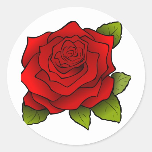 Single Rote Rose auf Weiß Runder Aufkleber (Vorderseite)
