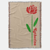 Single Rote Rose Blätter für grünen Stem Decke (Vorderseite Vertikal)