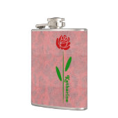 Single Rote Rose Blätter für grünen Stem Flachmann (Links)
