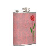Single Rote Rose Blätter für grünen Stem Flachmann (Rechts)