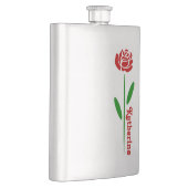 Single Rote Rose Blätter für grünen Stem Flachmann (Rechts)