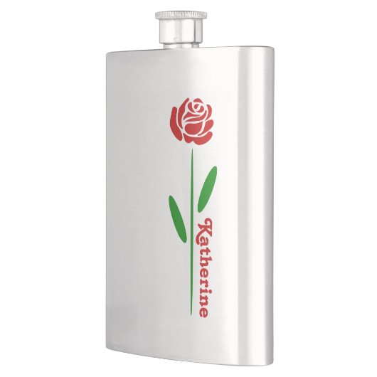 Single Rote Rose Blätter für grünen Stem Flachmann (Links)