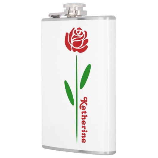 Single Rote Rose Blätter für grünen Stem Flachmann (Links)