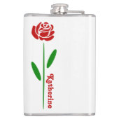 Single Rote Rose Blätter für grünen Stem Flachmann (Rückseite)