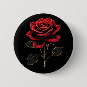 Single Rote Rose Blume Liebe Gartenarbeit Button