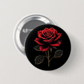 Single Rote Rose Blume Liebe Gartenarbeit Button (Vorne & Hinten)