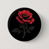 Single Rote Rose Blume Liebe Gartenarbeit Button (Vorderseite)