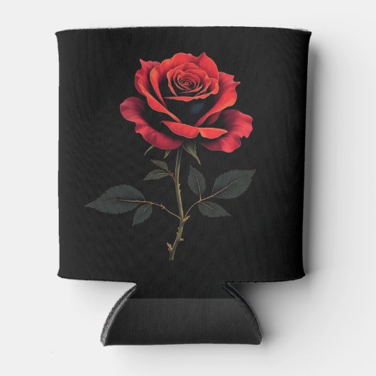 Single Rote Rose Blume Liebe Gartenarbeit Dosenkühler (Vorderseite)