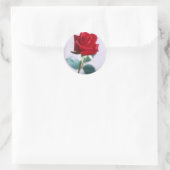Single Rote Rose Blume Runder Aufkleber (Tasche)
