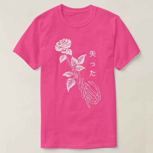 Single Rote Rose Blume Skelett  T-Shirt (Design vorne)