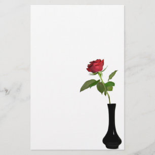 Single-Rote Rose Briefpapier