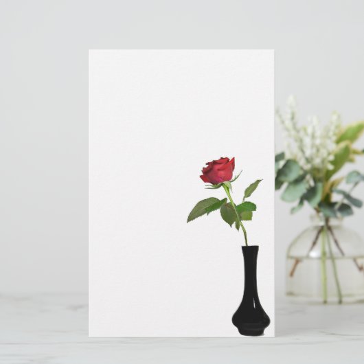 Single Rote Rose Briefpapier (Stehend Vorderseite)