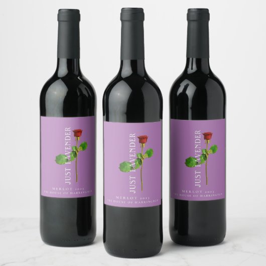 Single Rote Rose Custom Wine Labels Weinetikett (Flaschen)