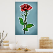 Single-Rote Rose drucken Poster (Küche)