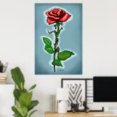 Single-Rote Rose drucken Poster (Heimbüro)