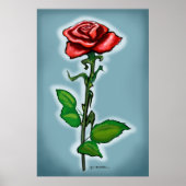 Single-Rote Rose drucken Poster (Vorne)