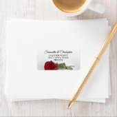 Single Rote Rose Elegant Hochzeitadresse Adressaufkleber (Insitu)