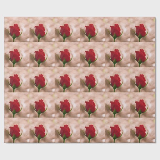 Single Rote Rose Geschenkpapier (Flach)