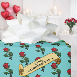 Single Rote Rose Glückwunsch Valentinstag 80er Ret Geschenkpapier