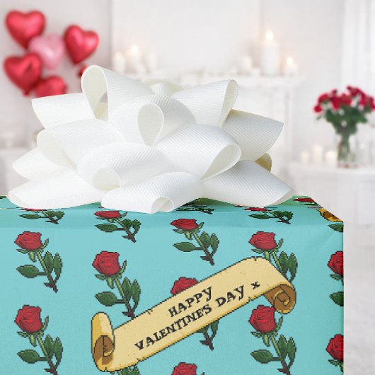 Single Rote Rose Glückwunsch Valentinstag 80er Ret Geschenkpapier