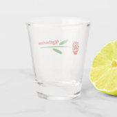 Single Rote Rose Grüner Stem Blätter Personalisier Schnapsglas (Rückseite)