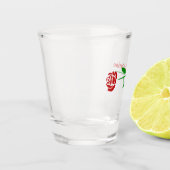 Single Rote Rose Grüner Stem Blätter Personalisier Schnapsglas (Links)