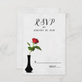 Single rote Rose Hochzeit RSVP in Vase (Vorne/Hinten)