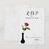 Single rote Rose Hochzeit RSVP in Vase Karte (Vorne/Hinten)