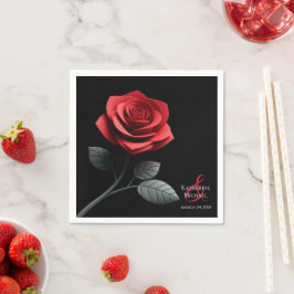 Single Rote Rose-Hochzeit- Serviette