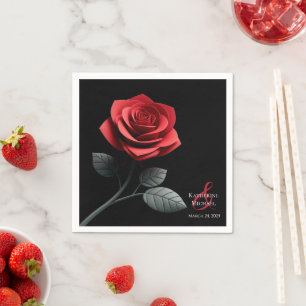 Single Rote Rose-Hochzeit- Serviette