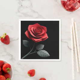 Single Rote Rose-Hochzeit- Serviette