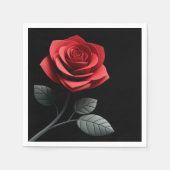 Single Rote Rose-Hochzeit- Serviette (Vorderseite)