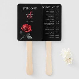 Single-Rote Rose-Hochzeitsprogramm Fächer
