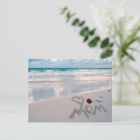 Single Rote Rose, ich Liebe Sie, Mama Postkarte (Stehend Vorderseite)