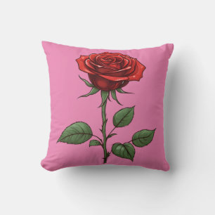 Single rote Rose Kissen