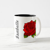 Single Rote Rose Kunst Personalisiert Zweifarbige Tasse (VorderseiteRechts)