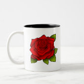 Single Rote Rose Kunst Personalisiert Zweifarbige Tasse (Links)