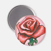 Single Rote Rose Magnet (Vorderseite/Rückseite)