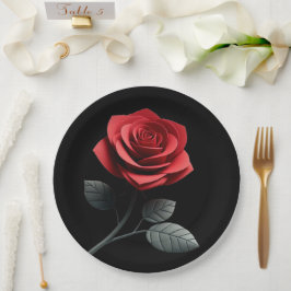 Single Rote Rose- Pappteller