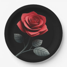 Single Rote Rose- Pappteller