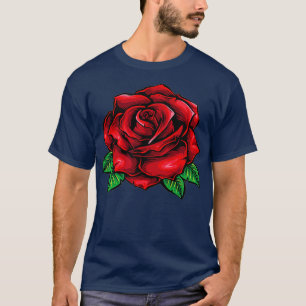 Single Rote Rose Pocket Blume Romantische Liebe Po T-Shirt
