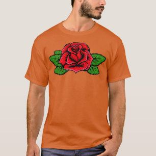 Single Rote Rose Pocket Blume Romantische Liebe Po T-Shirt