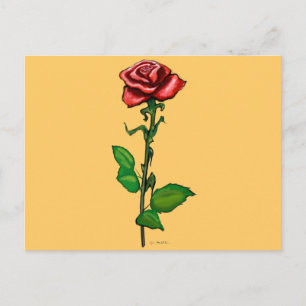 Single Rote Rose Postkarte