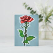 Single Rote Rose Postkarte (Stehend Vorderseite)