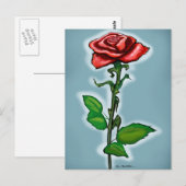 Single Rote Rose Postkarte (Vorne/Hinten)