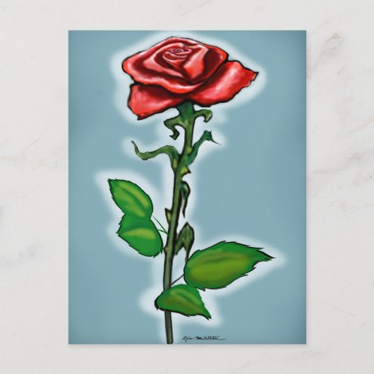 Single Rote Rose Postkarte (Vorderseite)