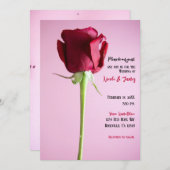 Single Rote Rose Rosa Romantische Hochzeit Einladung (Vorne/Hinten)