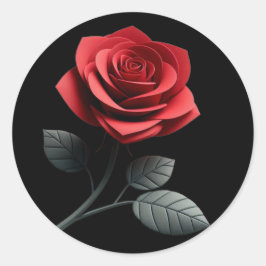 Single Rote Rose- Runder Aufkleber